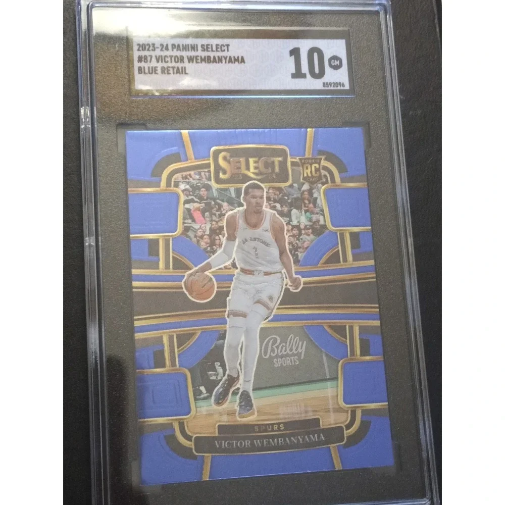 Victor Wembanyama 2023 Panini Select #87 Blue Cracked Ice Prizm RC PSA 10